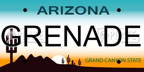 GRENADE Arizona License Plate