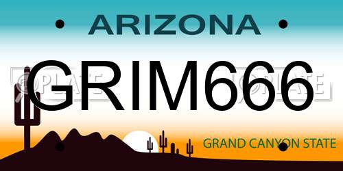GRIM666 Arizona License Plate