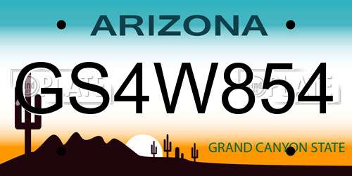 GS4W854 Arizona License Plate