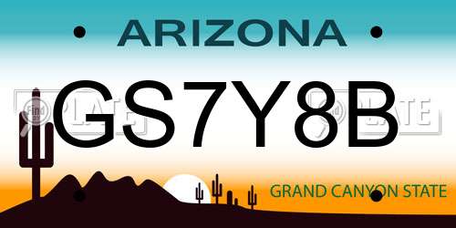 GS7Y8B Arizona License Plate