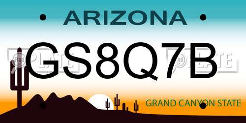 GS8Q7B Arizona License Plate