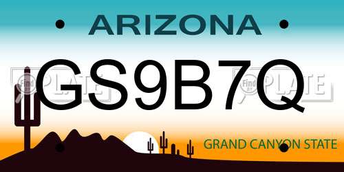 GS9B7Q Arizona License Plate