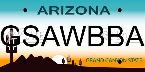 GSAWBBA Arizona License Plate