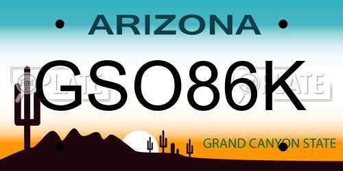 GSO86K Arizona License Plate