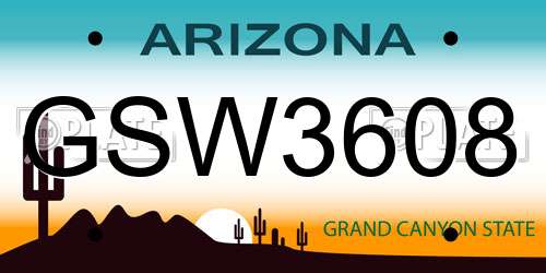GSW3608 Arizona License Plate