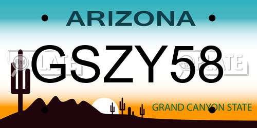 GSZY58 Arizona License Plate