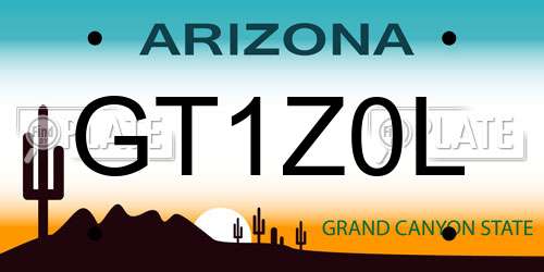GT1Z0L Arizona License Plate