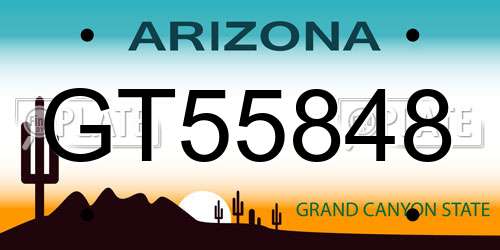 GT55848 Arizona License Plate