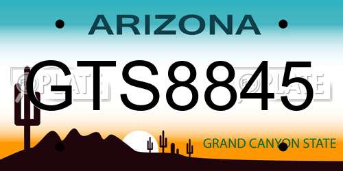 GTS8845 Arizona License Plate