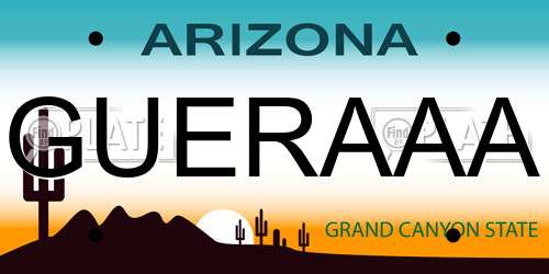 GUERAAA Arizona License Plate
