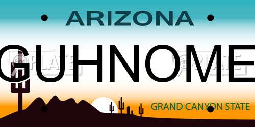 GUHNOME Arizona License Plate