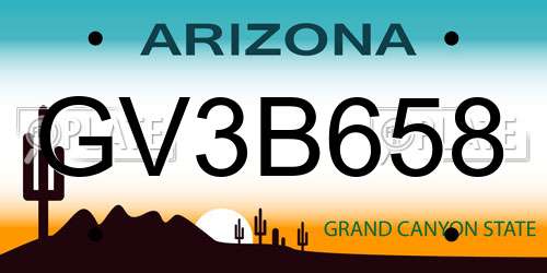 GV3B658 Arizona License Plate