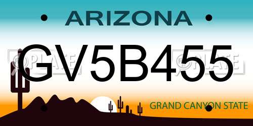 GV5B455 Arizona License Plate