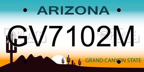 GV7102M Arizona License Plate