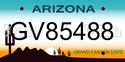 GV85488 Arizona License Plate