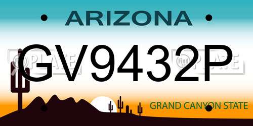 GV9432P Arizona License Plate
