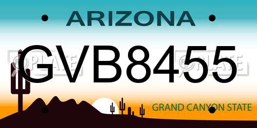 GVB8455 Arizona License Plate