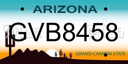 GVB8458 Arizona License Plate