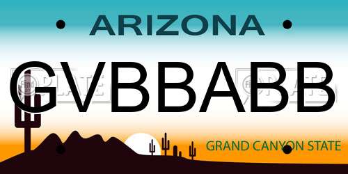 GVBBABB Arizona License Plate
