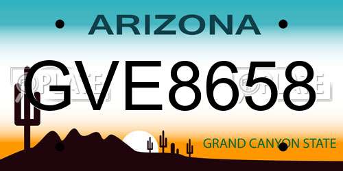 GVE8658 Arizona License Plate