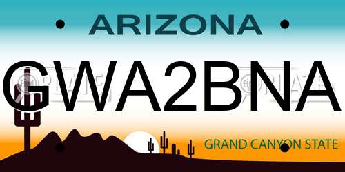 GWA2BNA Arizona License Plate