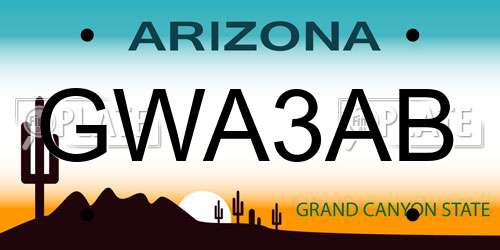 GWA3AB Arizona License Plate