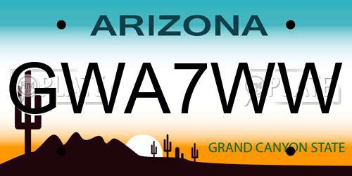 GWA7WW Arizona License Plate