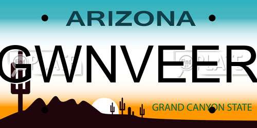 GWNVEER Arizona License Plate