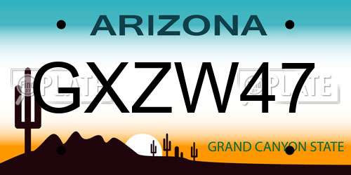 GXZW47 Arizona License Plate