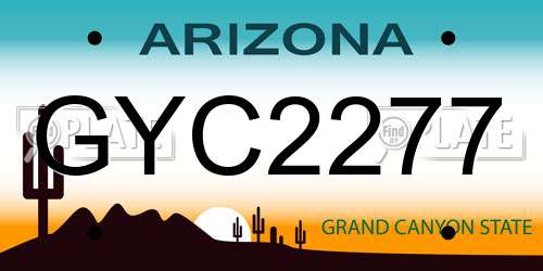 GYC2277 Arizona License Plate