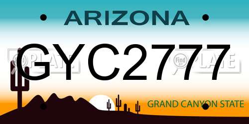 GYC2777 Arizona License Plate