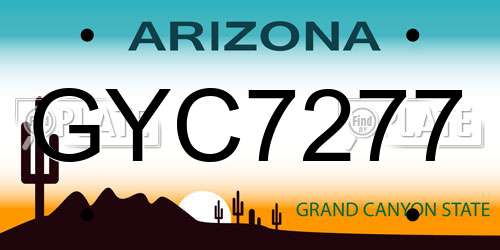 GYC7277 Arizona License Plate