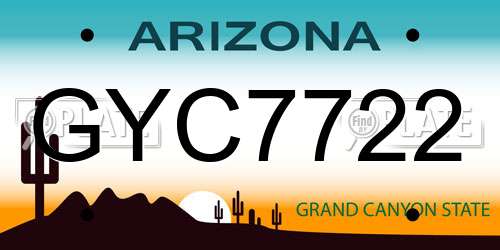 GYC7722 Arizona License Plate