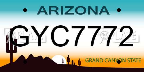 GYC7772 Arizona License Plate