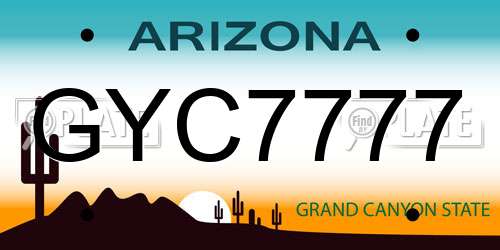 GYC7777 Arizona License Plate