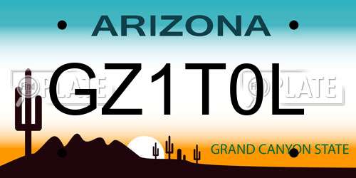 GZ1T0L Arizona License Plate