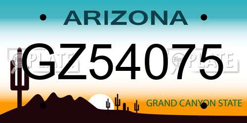 GZ54075 Arizona License Plate
