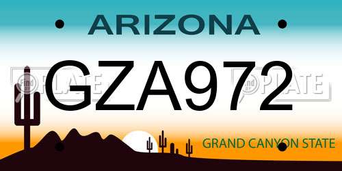 GZA972 Arizona License Plate