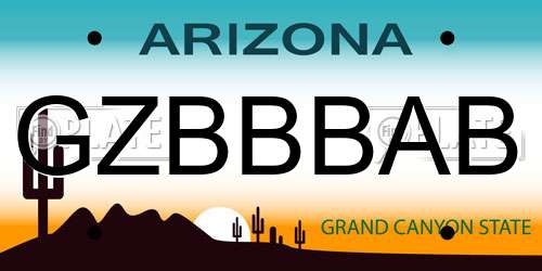 GZBBBAB Arizona License Plate