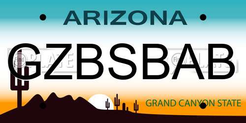 GZBSBAB Arizona License Plate