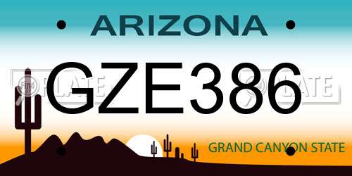 GZE386 Arizona License Plate