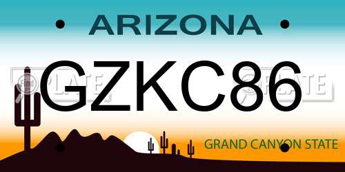 GZKC86 Arizona License Plate