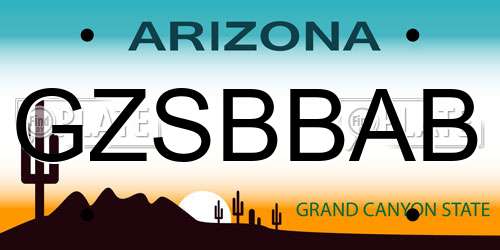 GZSBBAB Arizona License Plate