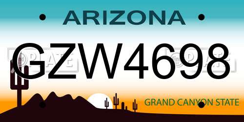 GZW4698 Arizona License Plate
