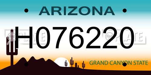 H076220 Arizona License Plate