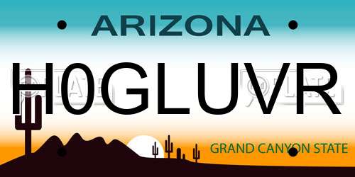 H0GLUVR Arizona License Plate