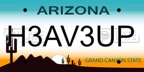 H3AV3UP Arizona License Plate