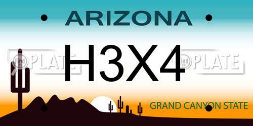 H3X4 Arizona License Plate