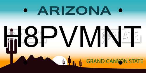 H8PVMNT Arizona License Plate