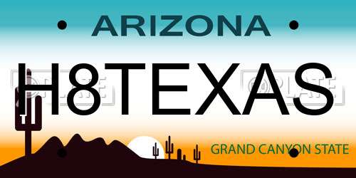 H8TEXAS Arizona License Plate